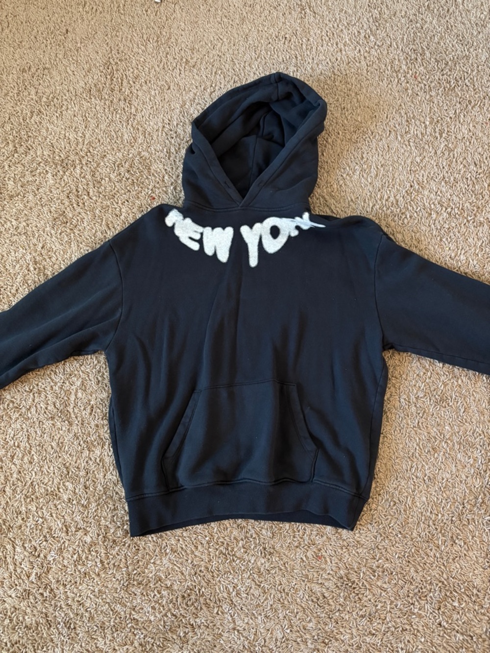 Unisex Forever 21 Navy Blue and White New York hoodie Size S